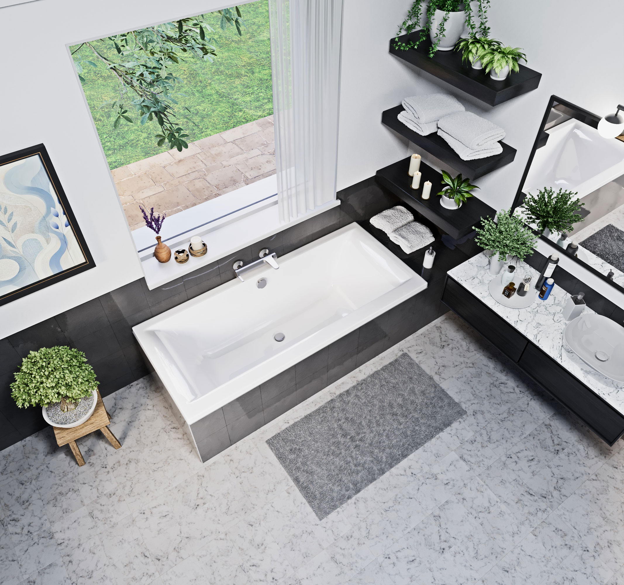 Petra Lux fényes fehér akril kád