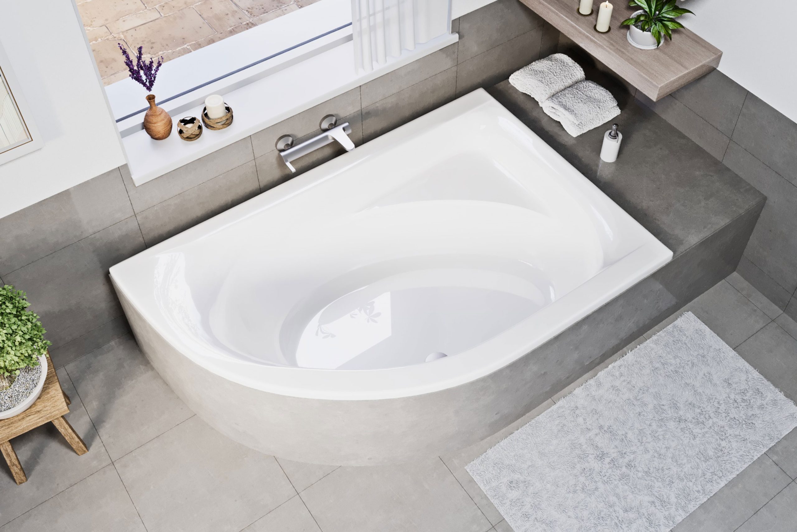 Aquarella fehér aszimmetrikus kád Niwell