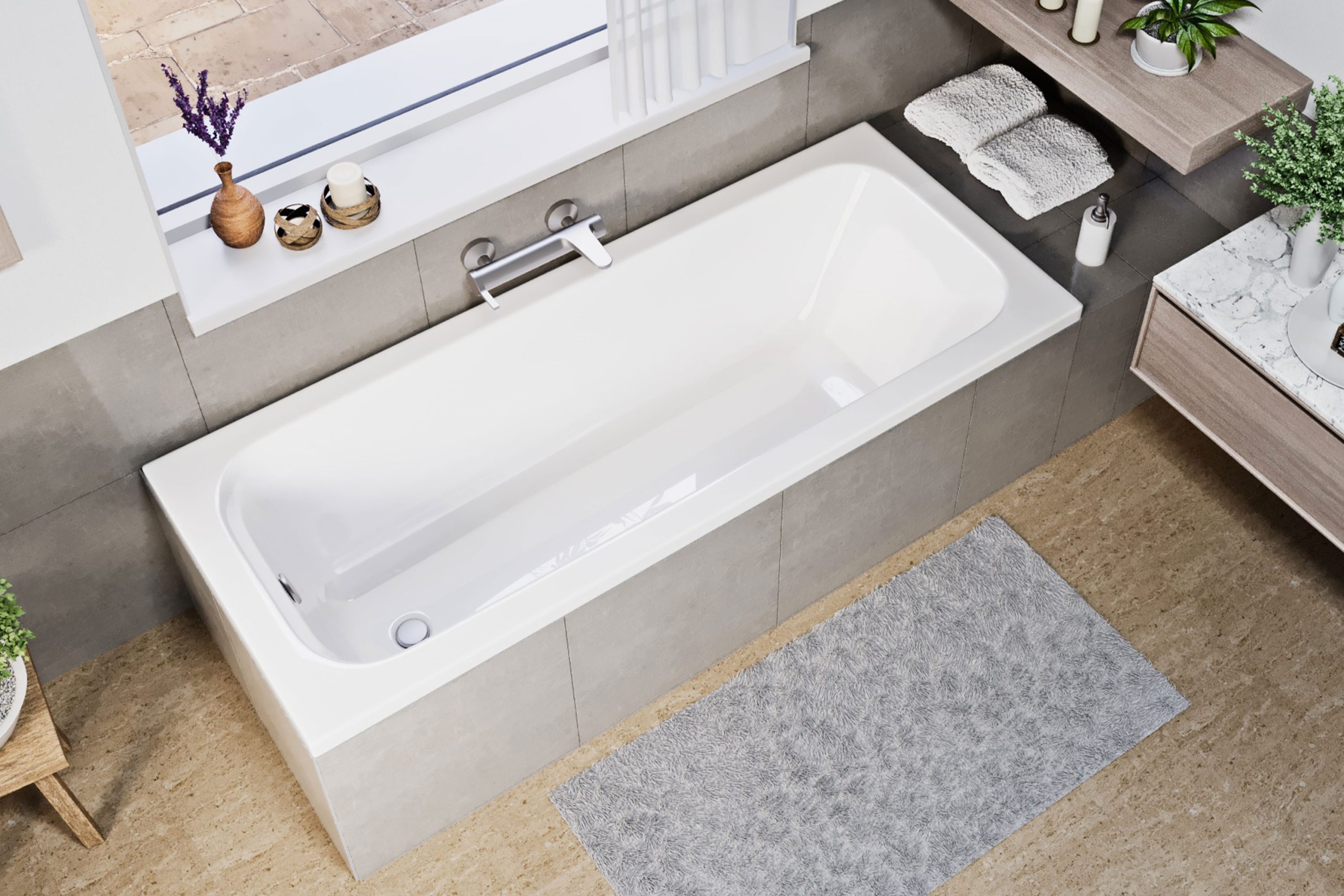 Poli egyenes akril kád