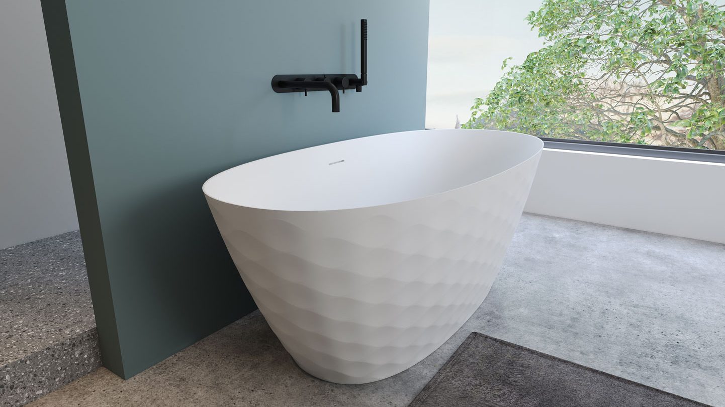 a white bathtub in a bathroom