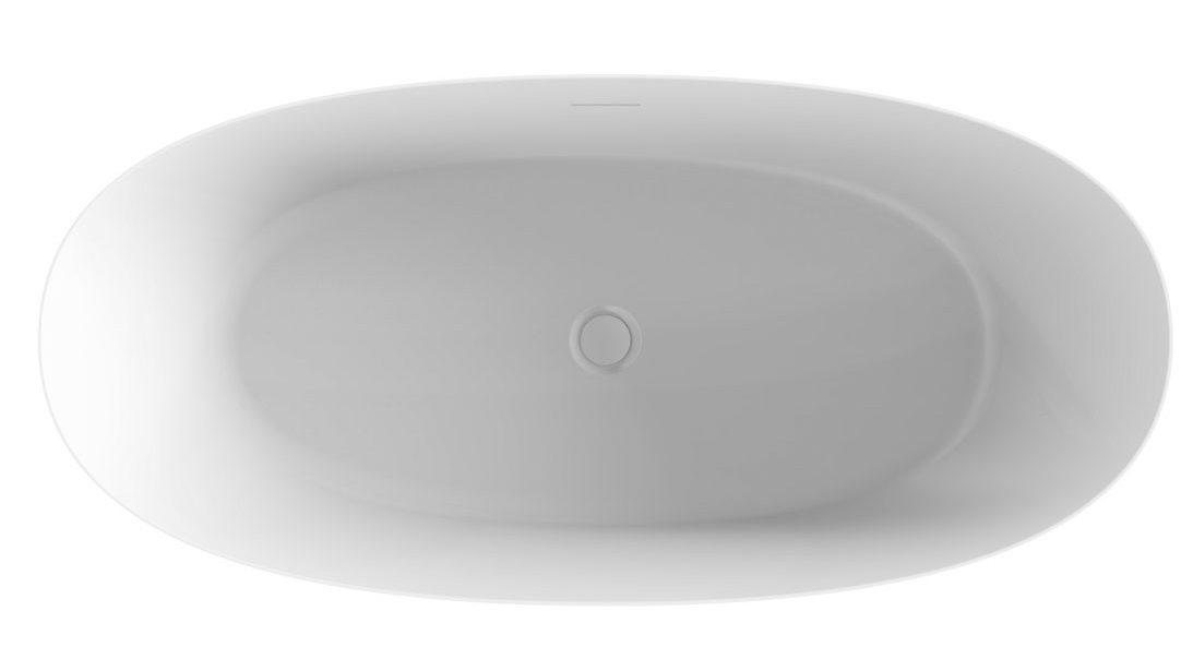 a white oval shaped bathtub