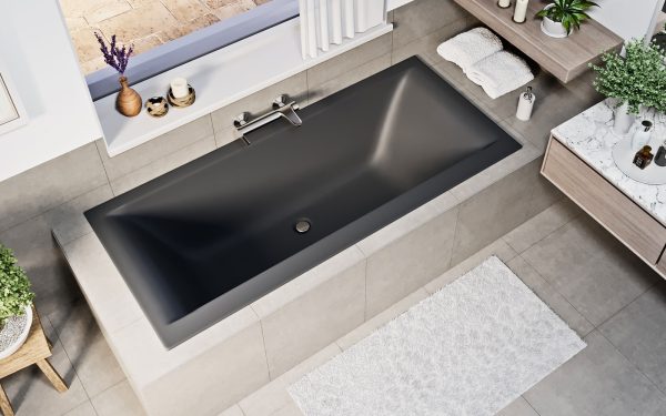 PETRA LUX slim matt antracit egyenes kád (2 méret)