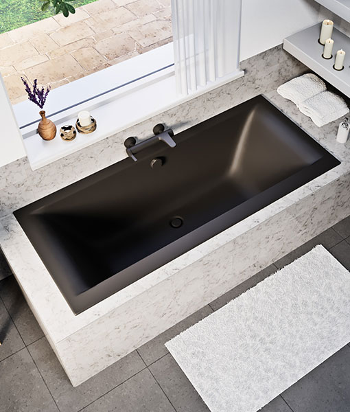 Petra lux slim matt fekete egyenes kád