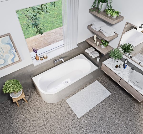 Aura 170x75 cm aszimmetrikus kád Niwell Luxury