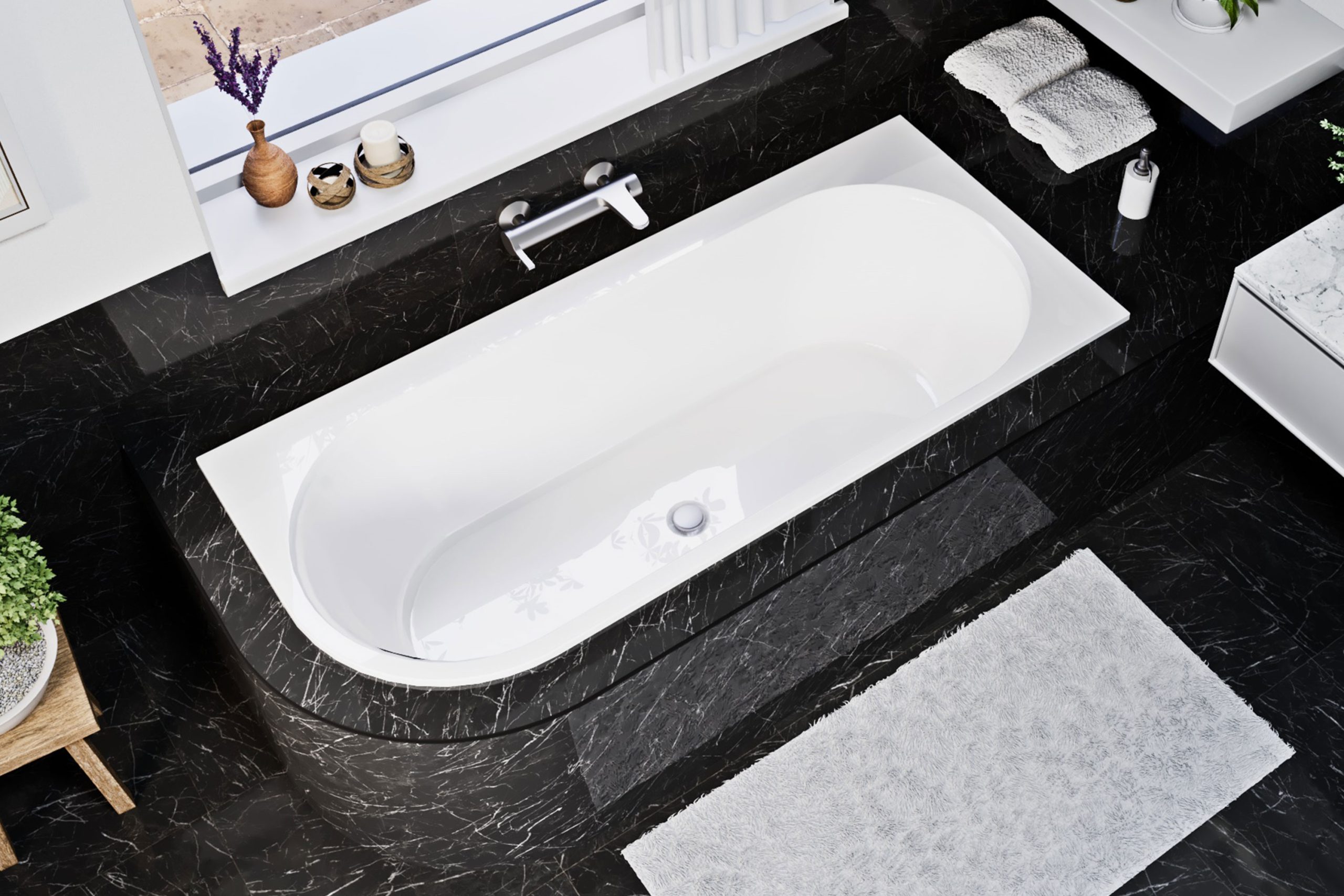 Aura aszimmetrikus jobbos fürdőkád vékony peremmel