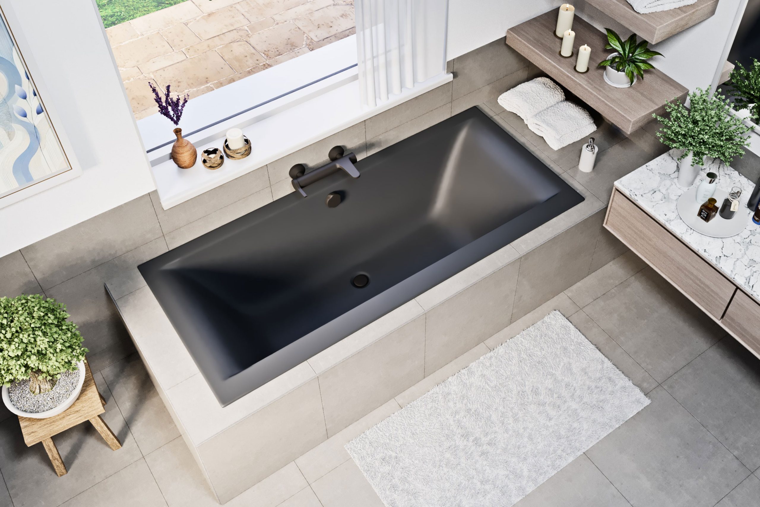 Petra Lux slim peremes antracit akril kád matt