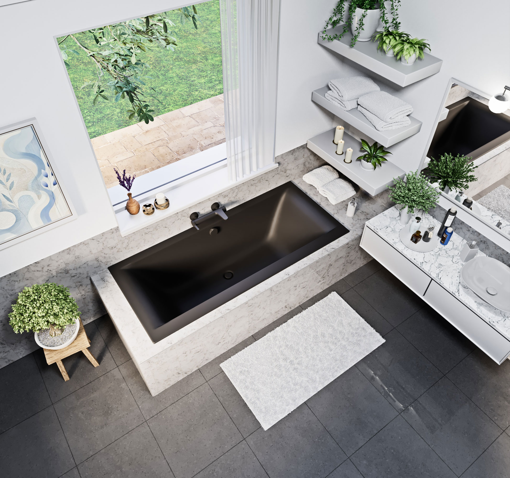 Petra Lux slim peremes matt fekete kád