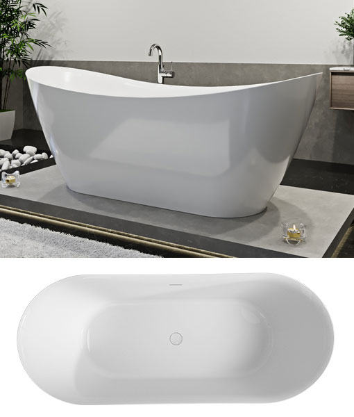 LEXIE 150 vagy 160 fényes fehér szabadonálló kád