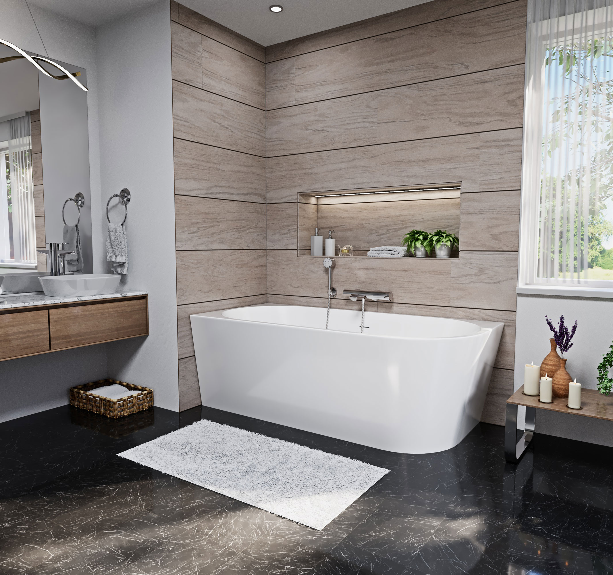 Aviora balos sarokba helyezhető akril kád