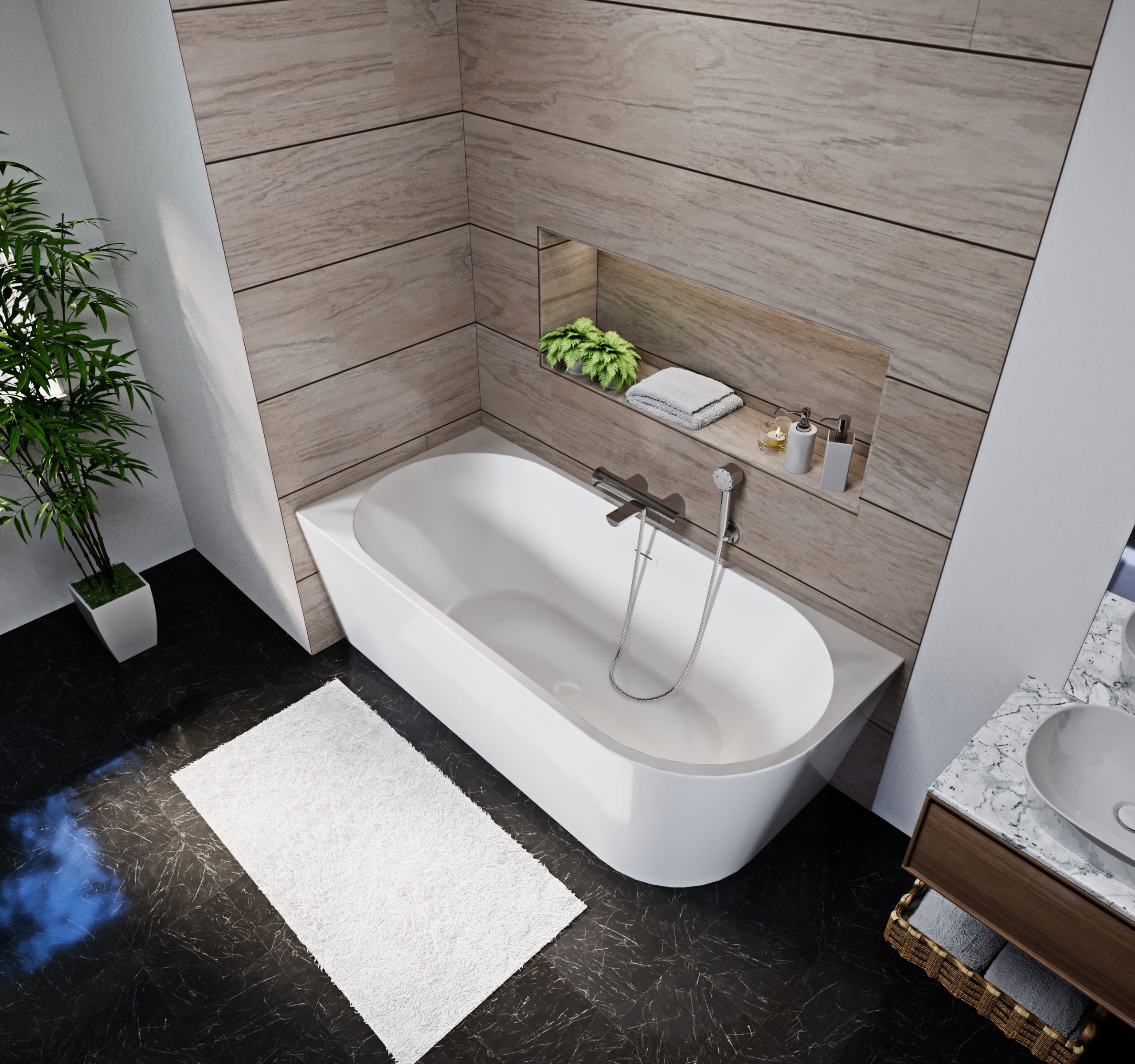 Aviora sarokba tehető akril kád balos