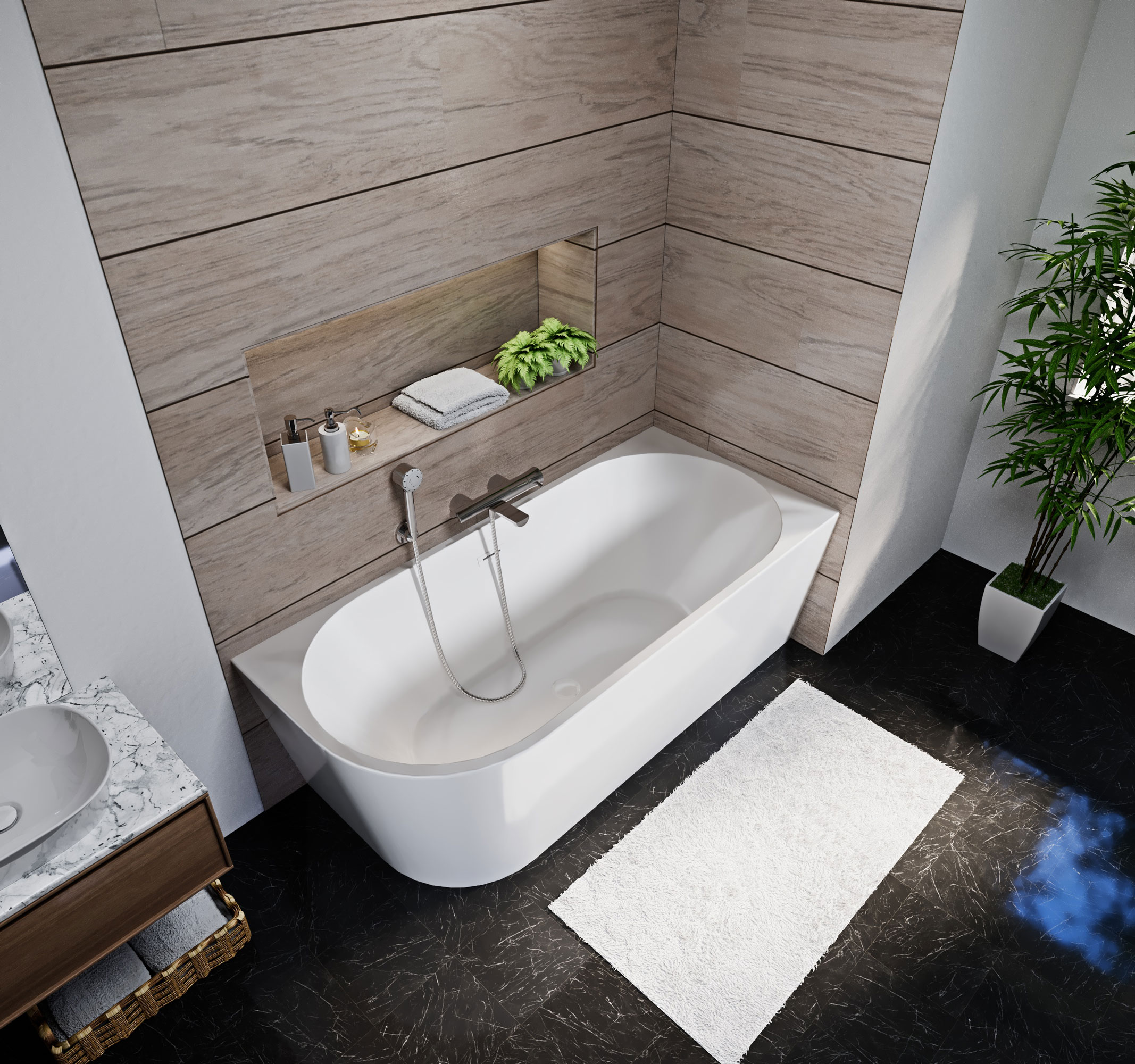 Aviora jobbos akril szabadonálló kád fehér