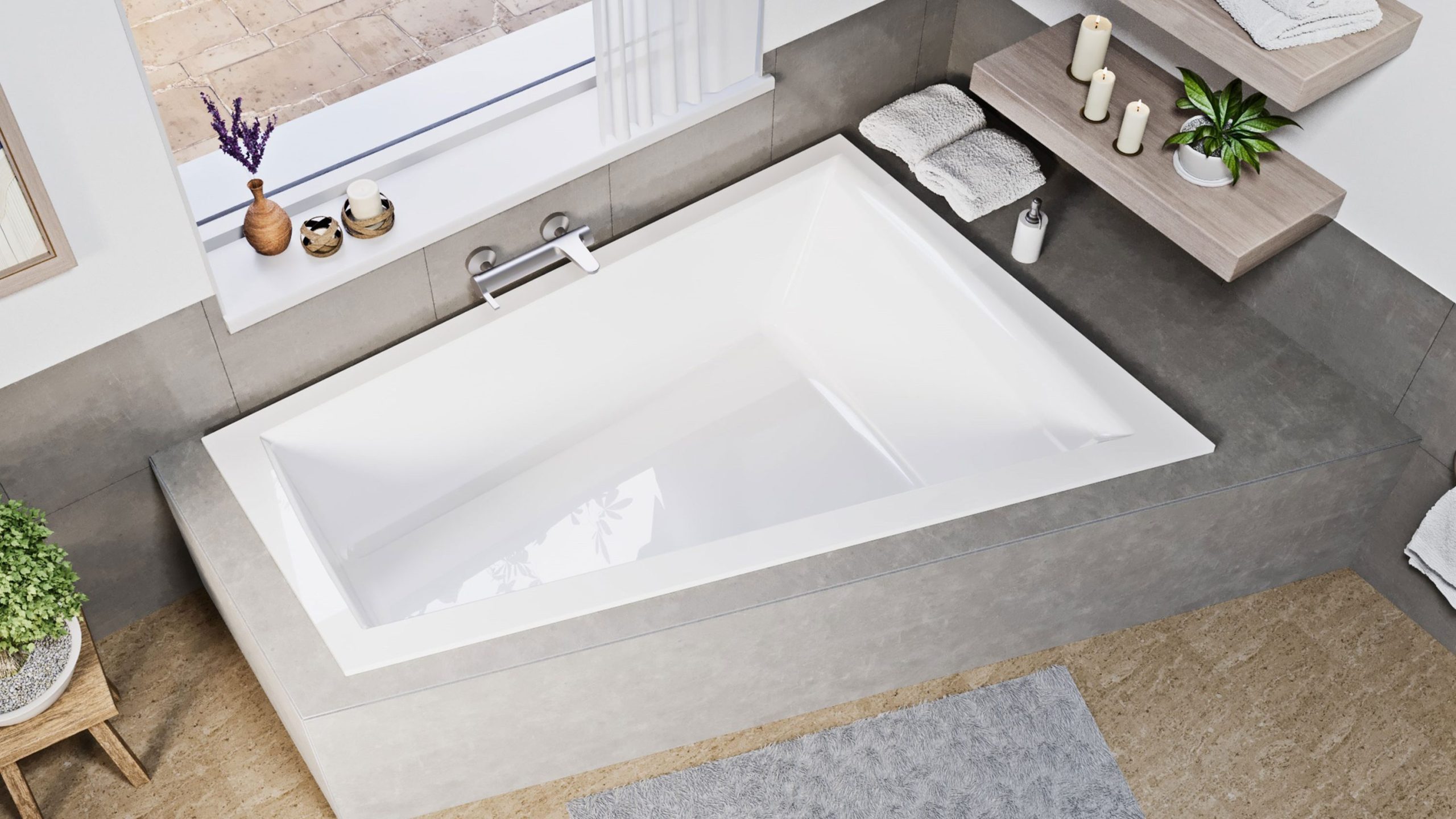 Amor slim aszimmetrikus kád 180x130