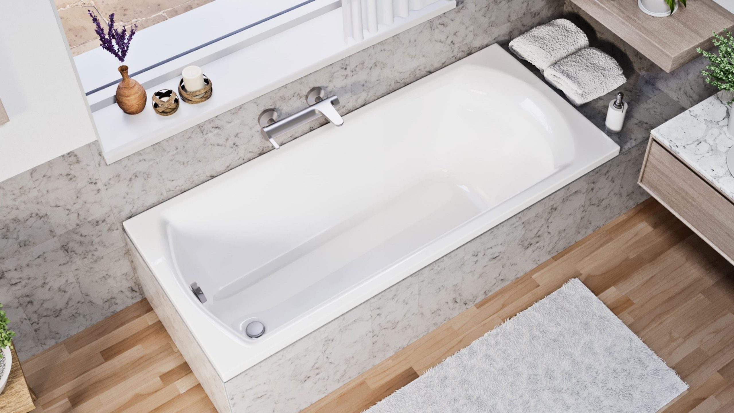 Kea széles egyenes akril kád 160x75