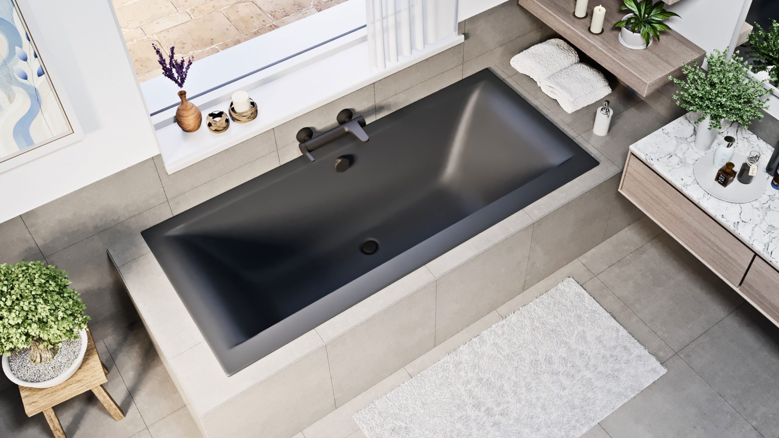 Petra lux slim peremes antracit akril kád