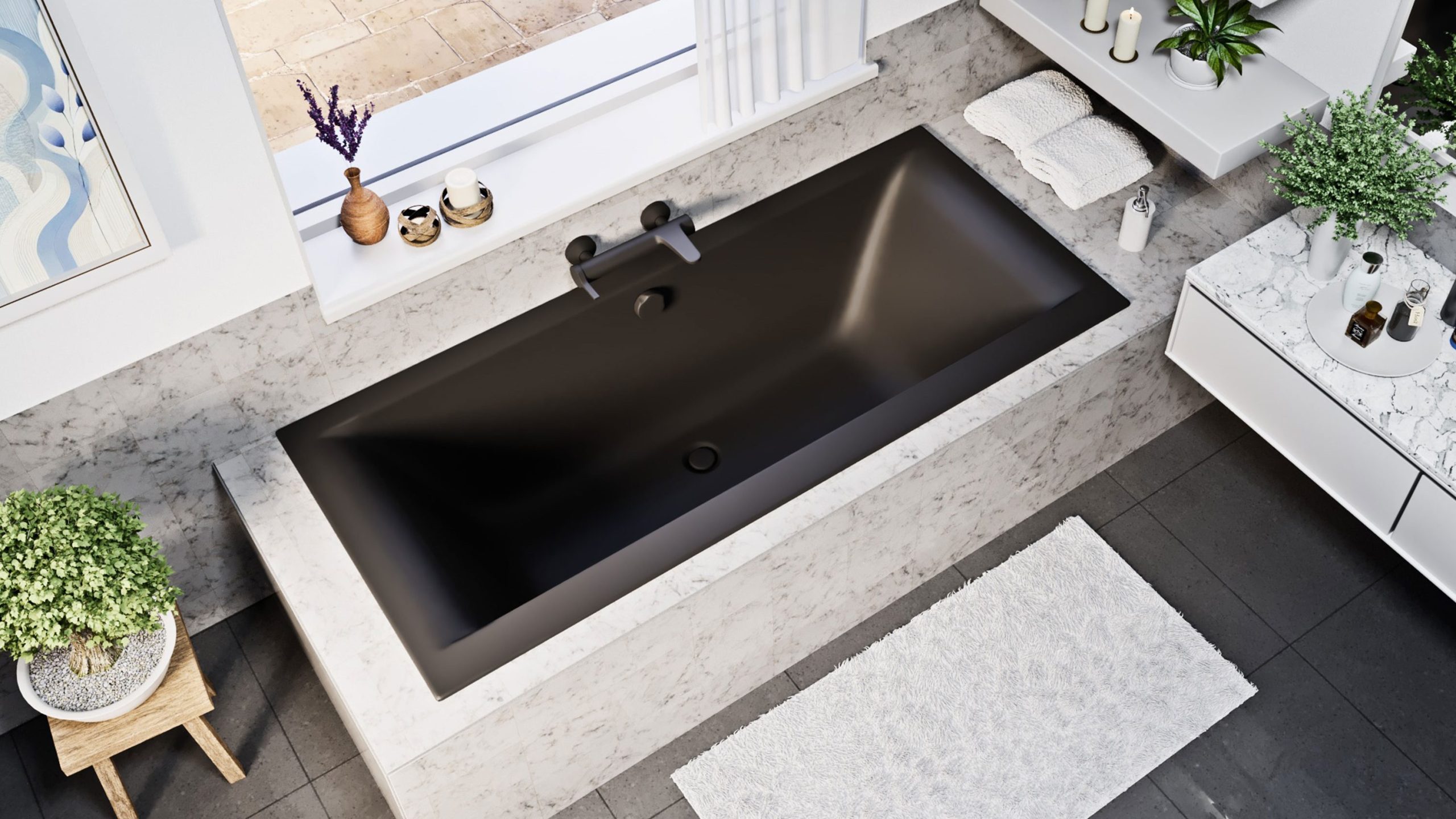 Petra lux Slim matt fekete egyenes kád