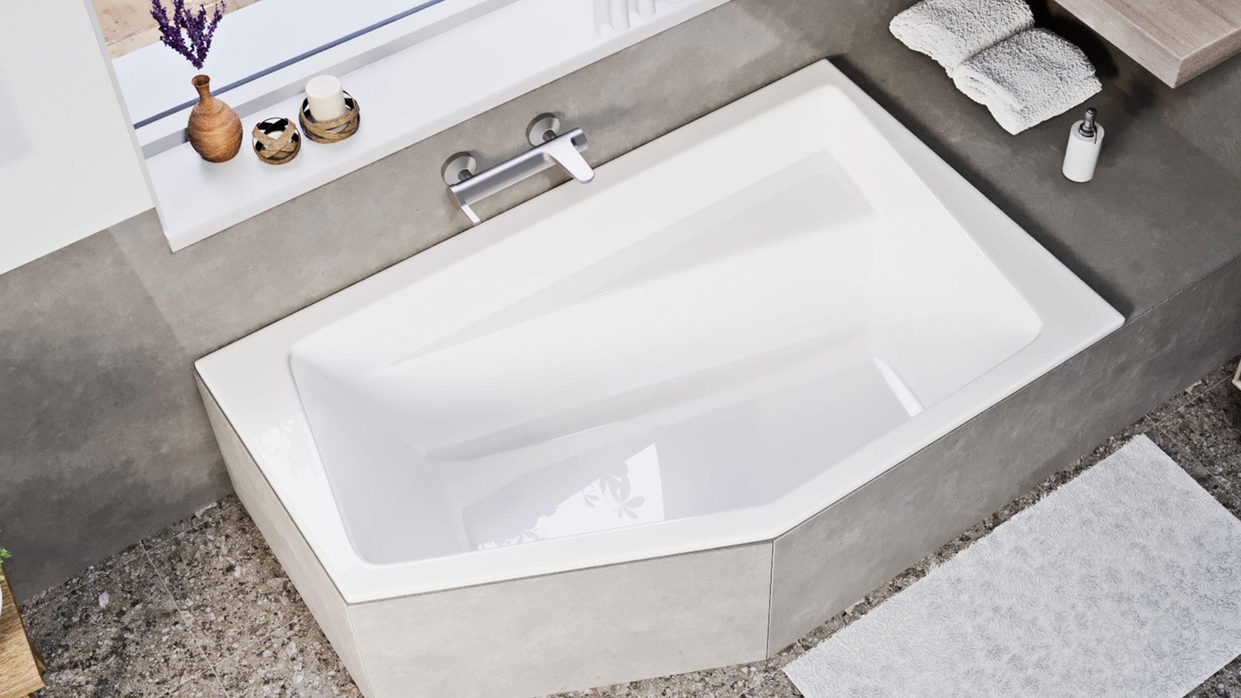 Vesper különleges formájú fürdőkád slim peremmel