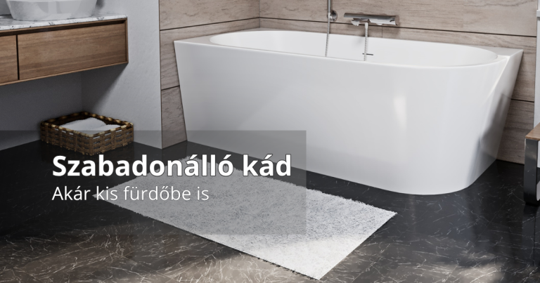Falhoz tolható térkád: a szabadon álló kád látványa, kis méretű fürdőszobába